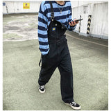 Gwmlk Men Denim Jumpsuit Straight Jeans Hip Hop Big Pocket Wide Leg Cargo Pants Fashion Casual Loose Male's Rompers Trousers