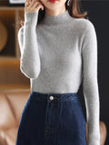 Gwmlk Women Sweater Half Turtleneck Long-sleeve Knitted Pullover Women Top Autumn Winter New Female Clothing Sweaters for Women Jumper