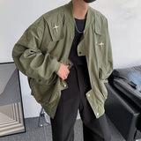 Gwmlk Men Jackets Oversized Korean Women Padded Coats Hip-hop Star Patch Loose Baseball Jacket Streetwear Pockets Cargo Windbreaker