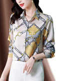 Gwmlk New Spring Women Silk Shirt Fashion Satin Long Sleeve Blouse Vintage Women's Elegant Blouses OL Womens Tops Female Clothing