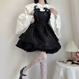 Gwmlk Autumn Goth Jacquard Cake Dress Dark Bow Robe Tunic Dresses Gothic Summer Vestido Feminino Speghetti Strap Cute