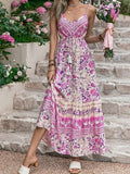 Gwmlk Summer Women Sexy Spaghetti Strap Holiday Floral Print Bohemian Dresses Beach Sundress Elegant Sling Party Dresses