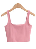 gwmlk Summer Women Sexy Sleeveless Tops Fashion Short Square Collar Tank Tops 6 Colors