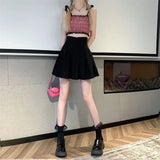 Gwmlk Fashion Women Zipper High Waist Mini Skirt Korean Style Anti-Glare Pleated Skirt Female Show Leg Length A-Line Skirts