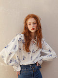 Gwmlk Shirt Women Ruffles Casual Spring Tops Long Sleeve Loose Sweet Lovely Korean Fashion Ropa Mujer Retro Shirt