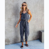 Gwmlk Denim Overalls Women Summer 2023 New Pants Loose Washed Jeans Jumpsuits Casual All Match Rompers Pockets Office Lady