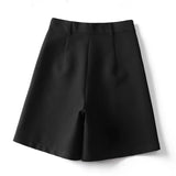 Gwmlk Summer Black Gray Women's Shorts Korean Style High Waist Suit Shorts for Women Casual Loose Wide Leg Knee-Length Pants