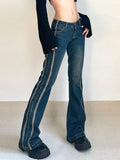 gwmlk y2k Tie Dye Flare Jeans Striped Vintage Strecthy Slim Pants Grunge Korean Streetwear Aesthetic Jeans Women Chic Casual