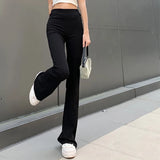 Gwmlk All-Match Women Black Flared Pants Fashion High Waist Wide Leg Trousers Female Casual Hipster Streetwear Pants 2023