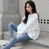 Gwmlk Casual Pullovers Sweatshirts Women Harajuku Drop Shoulder Round Collar Hoodies Woman Korean Loose Couple Fleece Sweatshirt