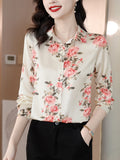 Gwmlk Woman Blouses 2023 Office Lady Silk Shirts for Women Print Elegant and Youth Woman Blouses Vintage Tops Clothing Female