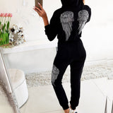 Gwmlk Women Sports Suit 2 Piece Set Autumn Winter Print Punk Style Slim Leisure Women's Hoodies Sweatpants Trend Suits 2023