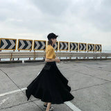 Gwmlk White High Waist Pleated Skirt Women 2023 Korean Fashion Asymmetrical Ruffles Long Skirt New Summer A-line Midi Skirts