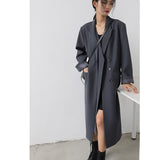 Gwmlk Autumn Office Temperament Long Coat Woman Loose Casual Breasted Jacket Over-knee Windbreaker Women Coats 2023