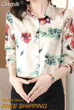 Gwmlk Woman Blouses 2023 Office Lady Silk Shirts for Women Print Elegant and Youth Woman Blouses Vintage Tops Clothing Female