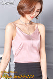 Gwmlk Summer Silk Camis V-Neck Basic Top Women Basic Tank Tops Woman Sleeveless Vest White Satin Corset Top Female Girls Clothing