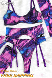 Gwmlk Tie Dye Lingerie With Stocking Sleeve Sexy Fancy Underwear 5-Piece Uncensored Intimate See Through Mesh Sensual Outfits