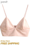 gwmlk Crop Top Summer Sexy Pink Strappy Suede Cami Camisole Women Tank Tops