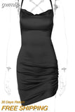 gwmlk Women Strap Mini Dress Ruched Lace Up Cross Bandage Backless Bodycon Sexy Party Elegant 2023 Club Christmas Slim