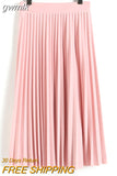 gwmlk and Autumn New Fashion Women's High Waist Pleated Solid Color Half Length Elastic Skirt Promotions Lady Black Pink