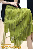 Gwmlk Summer New Pleated Niche Tassle Long Skirts Women Fashion All-Matching Youthful-Looking Slim Long Skirts for Women