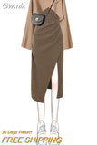 Gwmlk Autumn Women's Knitted 2 Piece Set Chic Office Ladies Retro Loose Sweater+ Dress Suit