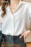 Gwmlk Woman Blouses 2023 Chiffon Long Sleeve Shirt Tops Woman White Blouse Shirts Striped Top Pretty and Cheap Women&#39;s Blouses