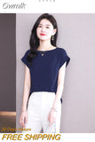 Gwmlk Blouse for Women Short sleeve Womens Tops Loose Casual Blouse Cotton Summer Women's Clothing Solid OL Elegant Women Blouse