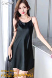 Gwmlk Sexy Satin Dress for Women Comfortable Soft Backless Spaghetti Strap Dresses Female Elegant Split Evening Party Dress