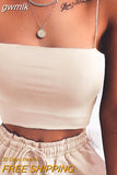 gwmlk New Fashion Women Spaghetti Strap Crop Top Sexy Bodycon Sleeveless Cami Tube Top Basic Plain Camisole