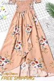 Gwmlk Long Summer Boho Dresses for Women 2023 Causal Maxi Floral Dress Female Beach Vacation Holiday Outfits