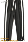 Gwmlk Men's Striped Slit Pants Spring Autumn Straight Wide Leg Trousers High Street Loose Casual Trousers 2023 Fashion Men Clothing