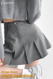 Gwmlk Vintage High Waist Pleated Skirt Women College Style Uniforms Safety Pants Mini Skirts Woman Korean Street Slim A-Line Skirt