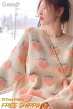 Gwmlk Autumn Winter Thicken Warm Women Sweaters Harajuku Sweet Strawberry Embroidery Jumpers Casual Loose Knitted Pullovers