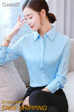 Gwmlk Shirt Women Polyester Cotton Shirts for Women Long Sleeve Blouse Women Dress Shirts Fashion Female Clothing OL Womens Tops