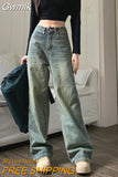 Gwmlk 90S Baggy Straight Denim Trousers Female Y2K High Waist Loose Wide Leg Jeans Women Streetwear All-Match Casual Pants New