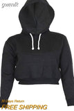 gwmlk Autumn Women Hoodies Solid Crop Hoodie Long Sleeve Jumper Hooded Pullover Coat Casual Sweatshirt Top Sudaderas Mujer