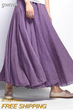 gwmlk Women's Elegant High Waist Linen Maxi Skirt 2023 Summer Ladies Casual Elastic Waist 2 Layers Skirts saia feminina