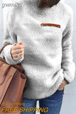 gwmlk Women Sweatshirts Autumn Winter Top Long Sleeve Plush Warm Pullover Tunic Female Pink Ladies Clothing Zipper Streetwear