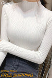 Gwmlk Basic Warm Sweaters Women 2023 Spring New Fashion Casual Turtleneck Pullover Woman Solid Slim Bottoming Knitted Sweater