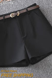 Gwmlk Shorts Bootcut Shorts Women's Spring Autumn New 2023 Fashion High Waist Slim A- Line Versatile Loose Wide-Leg Shorts Female