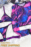 Gwmlk Tie Dye Lingerie With Long Sleeve Tops Lace See Through Sensual Erotic Sets 4-Piece Sexy Seamless Erotic Underwear