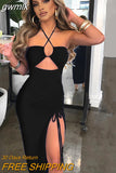 gwmlk Sexy Female Midi Backless Dresses Slim Night Club Party Women's Dress Bodycon Vestidos Elegantes Para Mujer