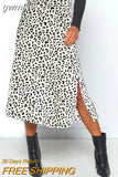 gwmlk New Sexy Leopard Print Chiffon Split Skirt Casual Fashion Long Skirts for Women Spring Summer Zip Elegant Female Skirt