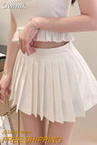 Gwmlk Spring Summer Mini Pleated Skirts Women 2023 Korean High Waist A-Line Skirt Harajuku Solid School Girl Uniform Jk Skirt