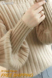 Gwmlk Half High Neck Sweaters Pullovers Women Korean Chic Loose Lantern Sleeve Knitted Sweater Woman Fall Winter Soft Jumper