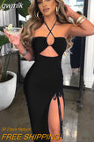 gwmlk Sexy Female Midi Backless Dresses Slim Night Club Party Women's Dress Bodycon Vestidos Elegantes Para Mujer