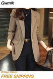 Gwmlk Style Brown Suit Jacket for Women Blazer Spring Autumn Temperament Fashion Casual Coffee Blazer Woman Jacket