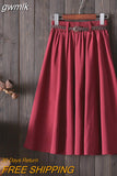 gwmlk Knee Length Summer Skirt Women With Belt 2023 Fashion Korean Ladies High Waist Pleated A-line School Skirt Female