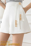 Gwmlk Suit Shorts Women's Spring Autumn 2023 New High Waist A- line Slim with Lining Small Casual Wide-Leg Shorts Women